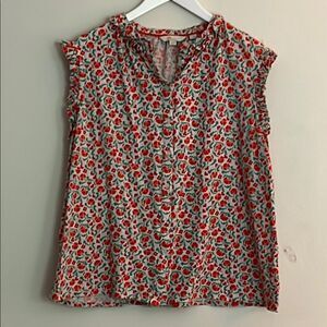 Boden Red and Green Floral Blouse
